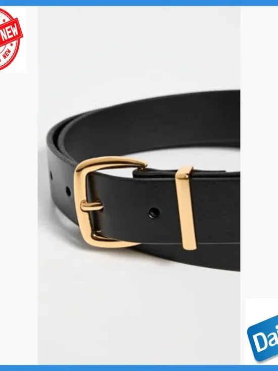 Large Leather Belt with Gold Buckle, Classic Fit for Women - Picture 4 of 4